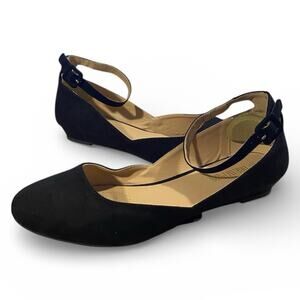 Dream Pairs Women's Ballet Flats 11 Black Faux Suede Slip On Ankle Strap Shoes